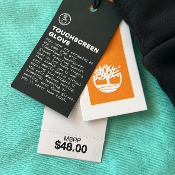 Brand New Timberland Black Touchscreen Gloves White Logo Running Winter - Picture 3 of 10